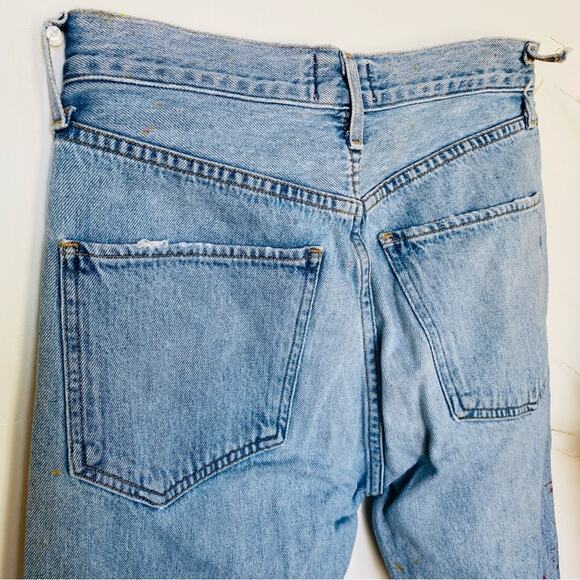 AGOLDE REVOLVE Jamie Light Blue Custom Paint High Rise Straight Leg Mom Jeans 26 - Picture 9 of 12
